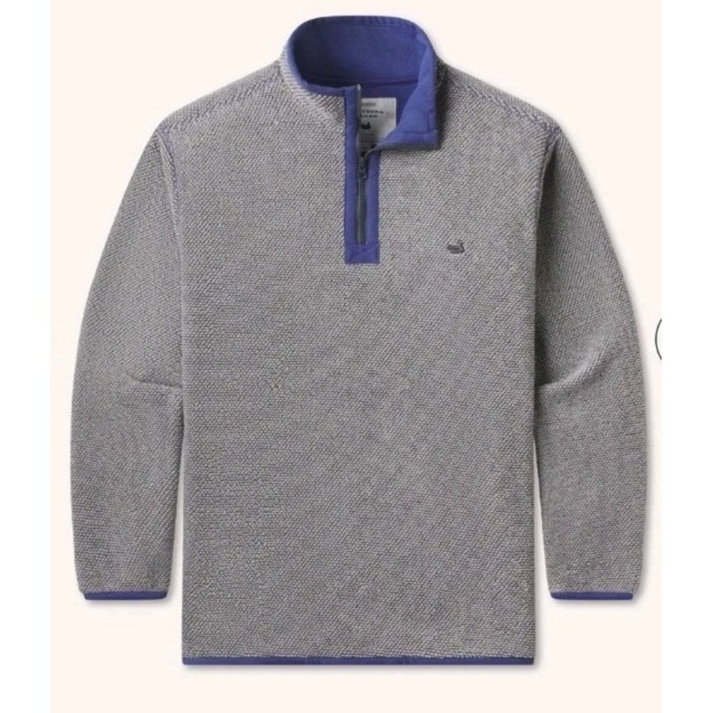 New Southern Marsh HIGHLAND ALPACA Quarter Zip PULLOVER Gray Blue Men XL Coastal